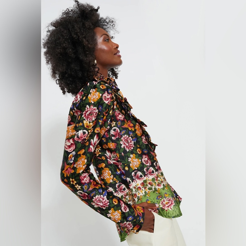 MILLIE Jolie Secret Garden Floral Ruffle Blouse M Tuckernuck Poetcore Academia - Picture 5 of 13